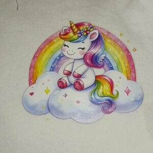 NWOT - Handmade White New Born Bodysuit - Unicorn on Clouds